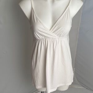 Express white surplice neckline empire waist stretch modal cotton blend top